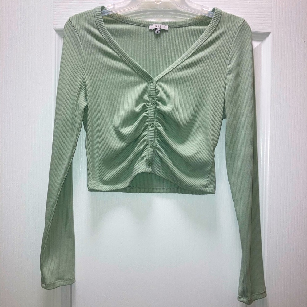 Mint green button down sweater